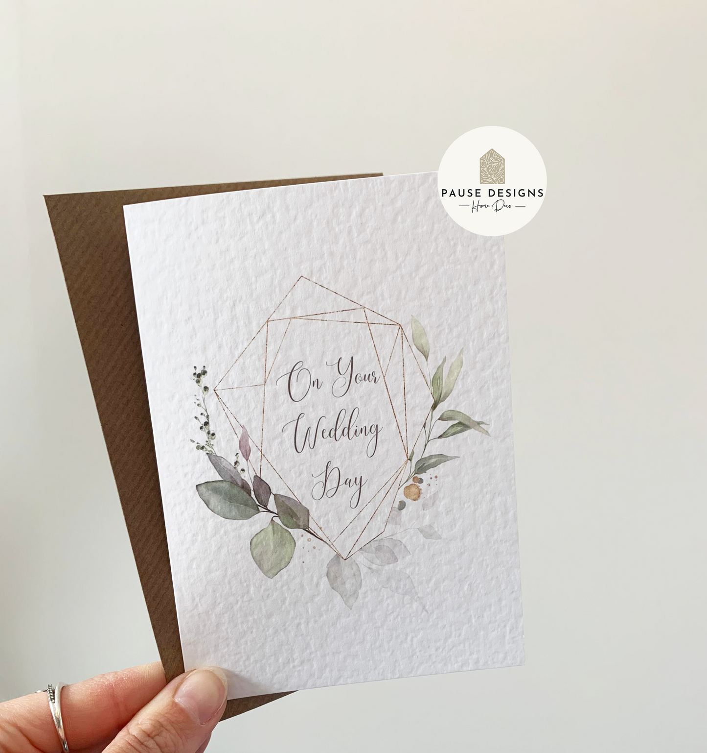 Botanical Gold Frame On Your Wedding Day Greetings Card