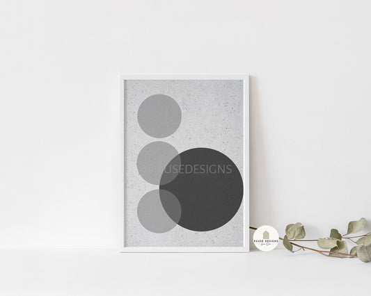 Grey Abstract Shapes Wall Art Print | Unframed Print