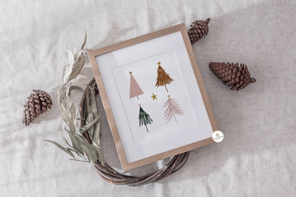 Colourful Abstract Christmas Trees Wall Art Print | Unframed Print