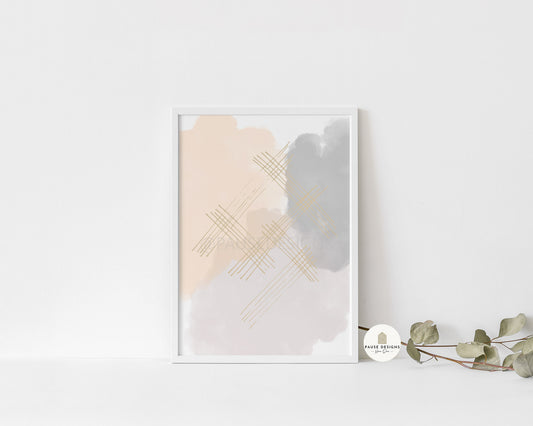 Abstract Watercolour Smokey Line Drawing #2 Wall Art Print | Unframed Print