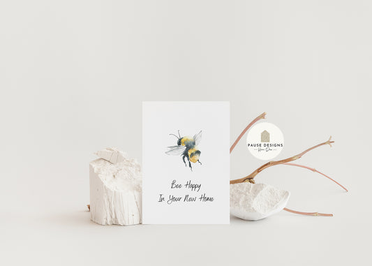 Bee Happy In Your New Home Watercolour Bee Greeting Card