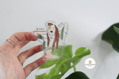 Body Positive Sticker Female Body Positive Motivational Transparent Die Cut Vinyl Sticker ...