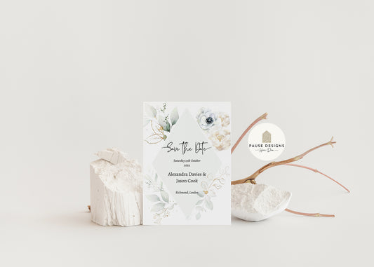 Save The Date Botanical Flower Wedding Invitation Postcard