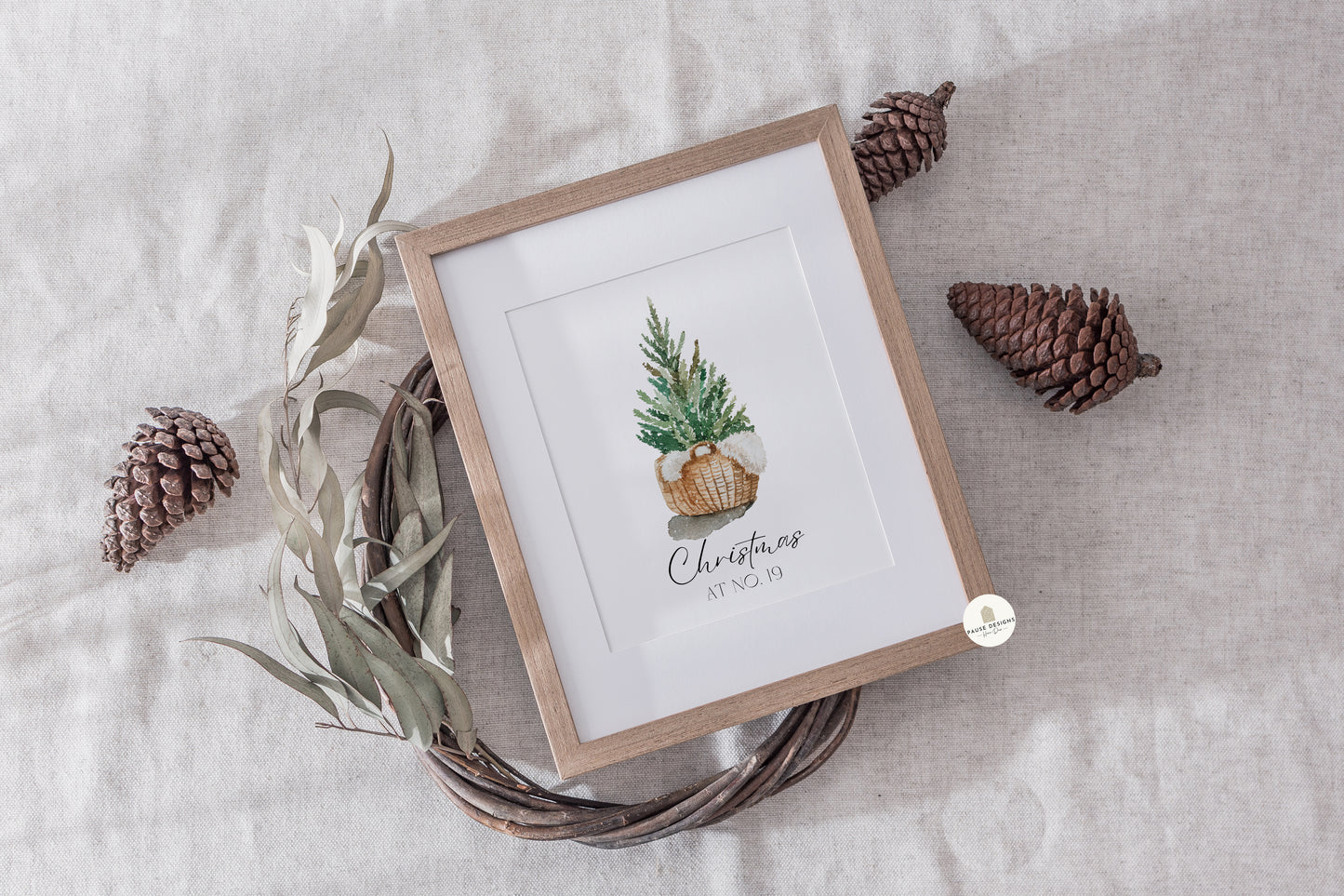 Watercolour Personalised Christmas Tree Wall Art Print | Unframed Prints