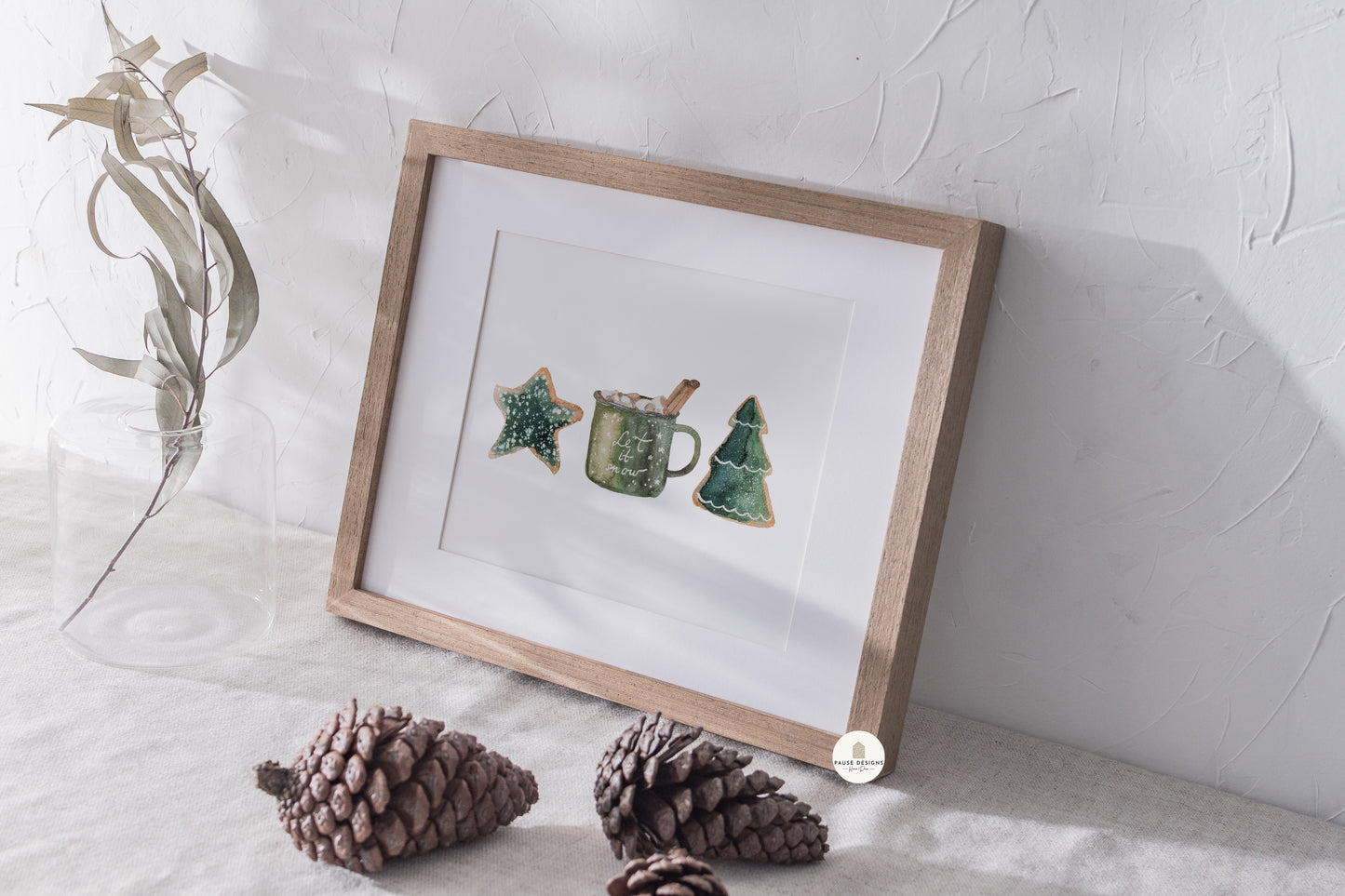 Christmas Cookie & Hot Chocolate Christmas Wall Art Print | Unframed Print