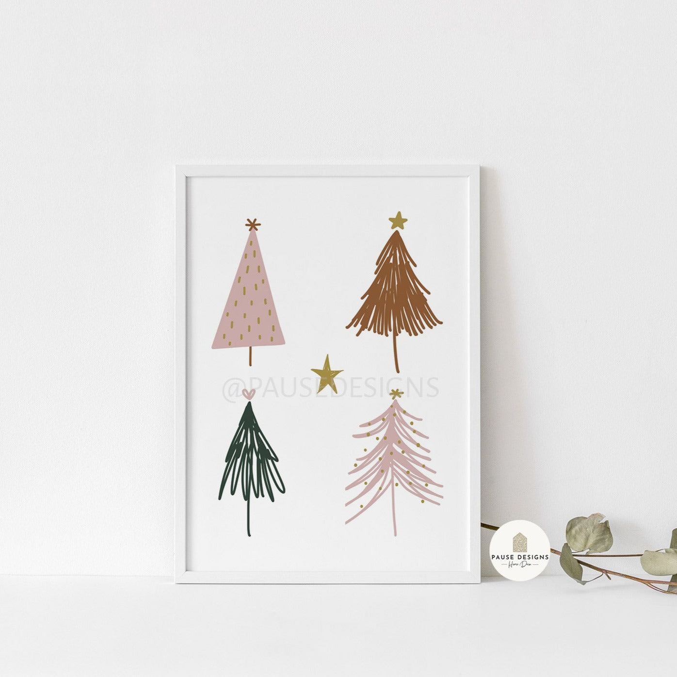 Colour Christmas Tree Wall Art Print