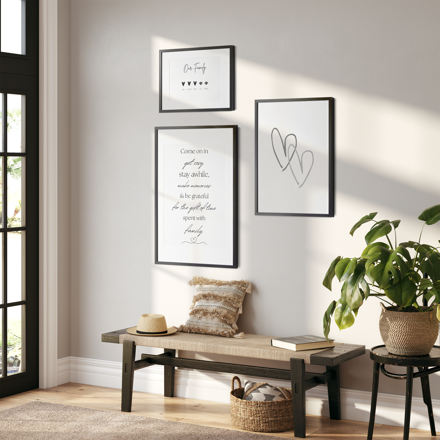 Our Family Personalised Hearts & Paws Wall Art Print | Unframed Print