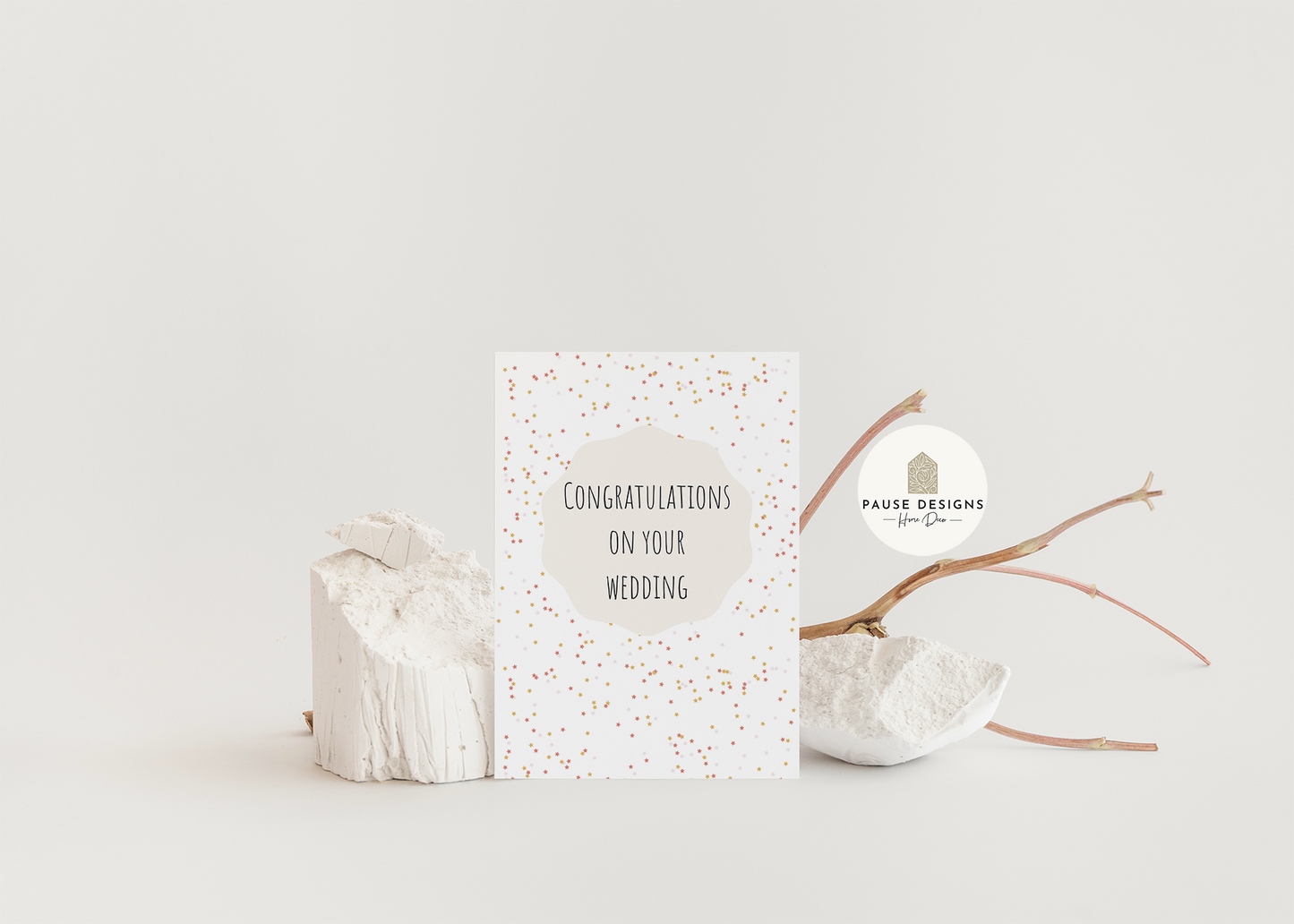 Star Confetti Plaque On Your Wedding Day Greetings Card