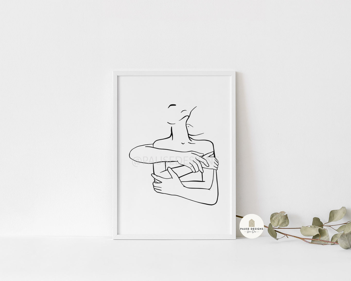 Romantic Couple Line Drawing Wall Art Print | Unframed Print