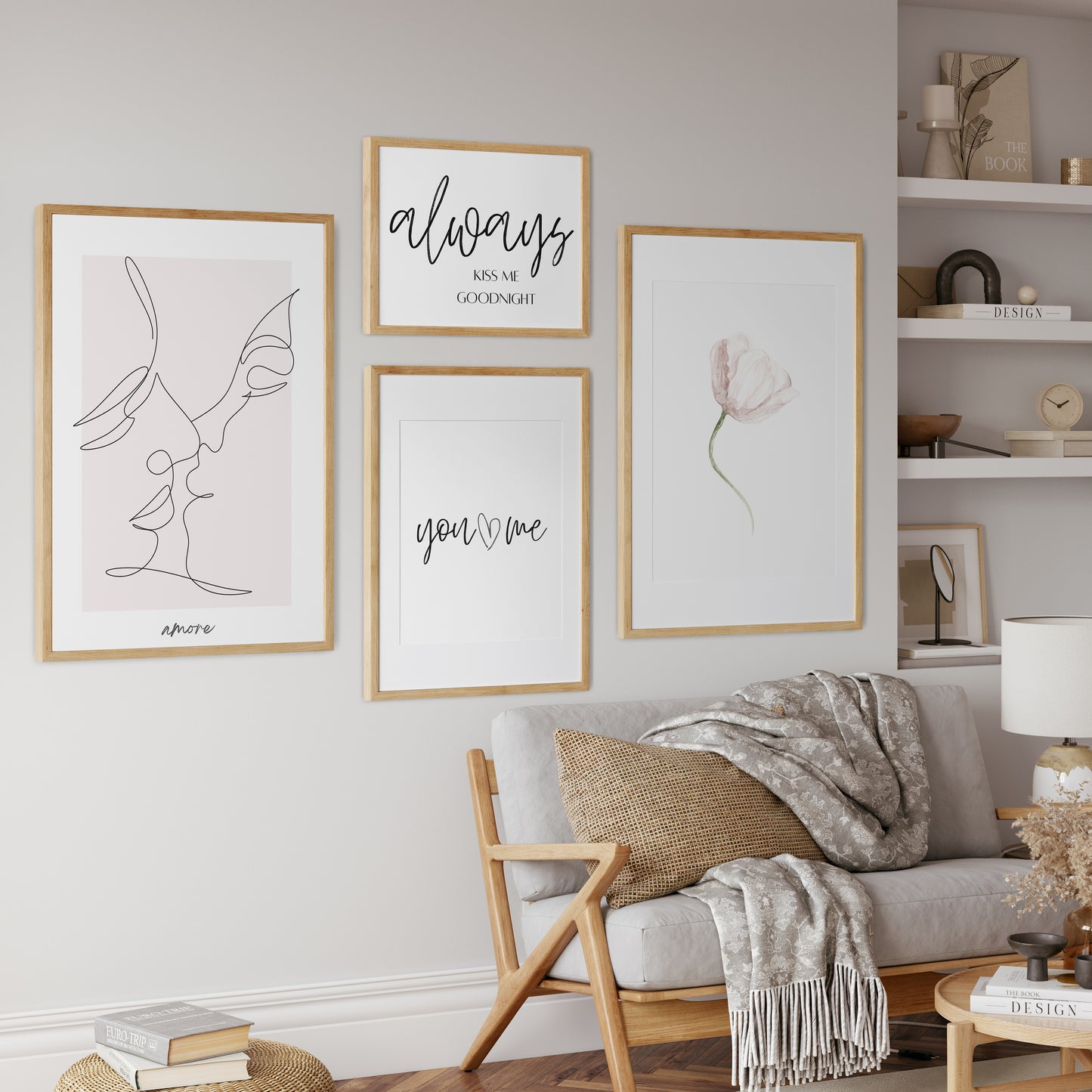 Always Kiss Me Goodnight Typography Wall Art Print | Unframed Print