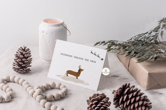 Dachshund Through The Snow Cute Festive Christmas Card