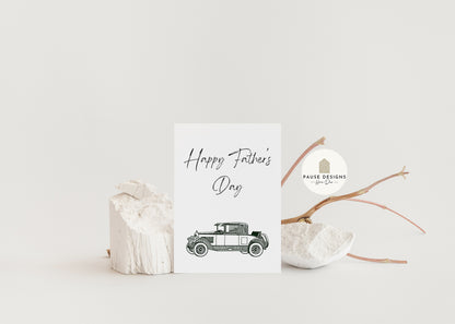 Happy Father's Day Classic Car Greetings Card