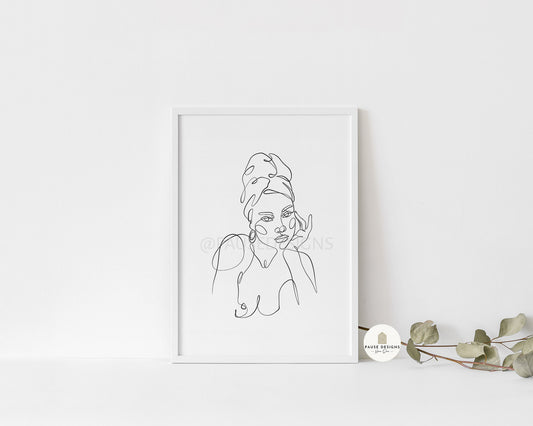 Female Fashion Naked Line Drawing Wall Art Print | Unframed Prints