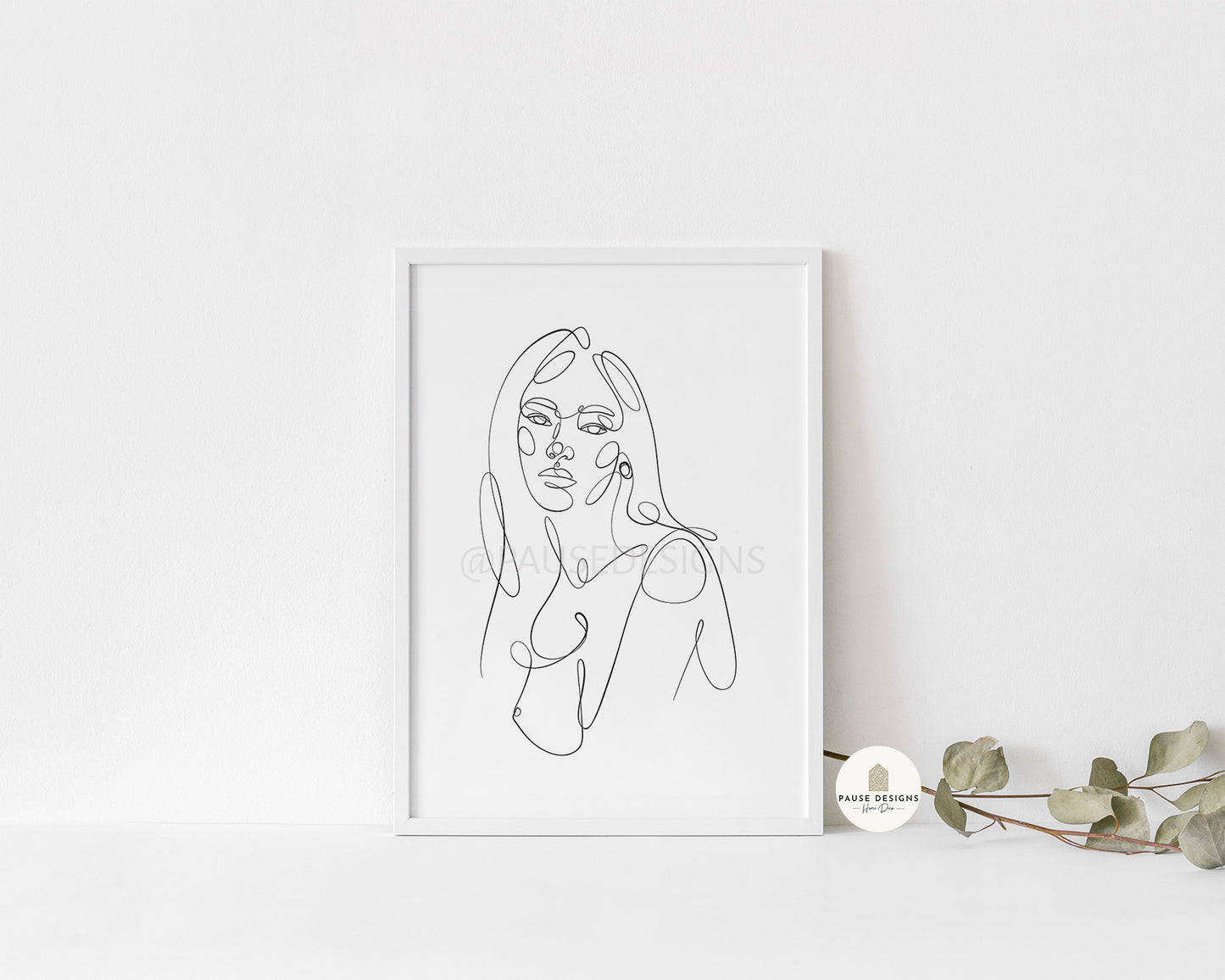 Female Hair Down Naked Line Drawing Wall Art Print | Unframed Prints