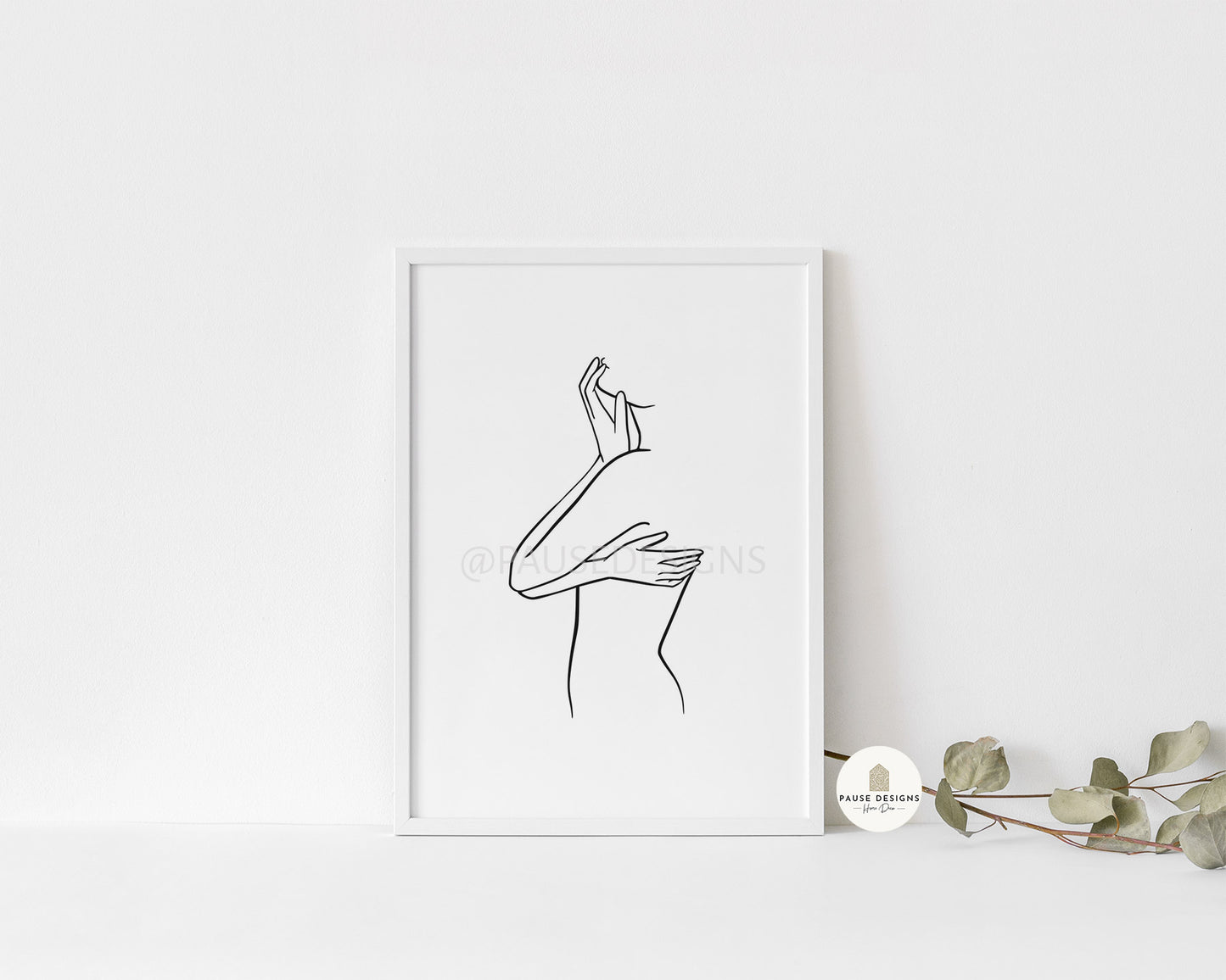 Female Naked Side Profile Line Drawing Wall Art Print | Unframed Print