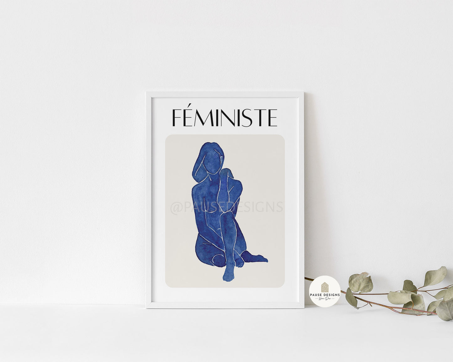 Féministe Blue Abstract Female Body Wall Art Print | Unframed Print