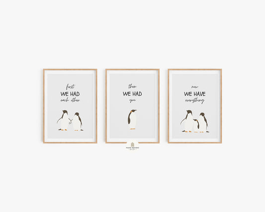 Set of 3 First We Had Each Other Cute Penguin Prints | Unframed Prints