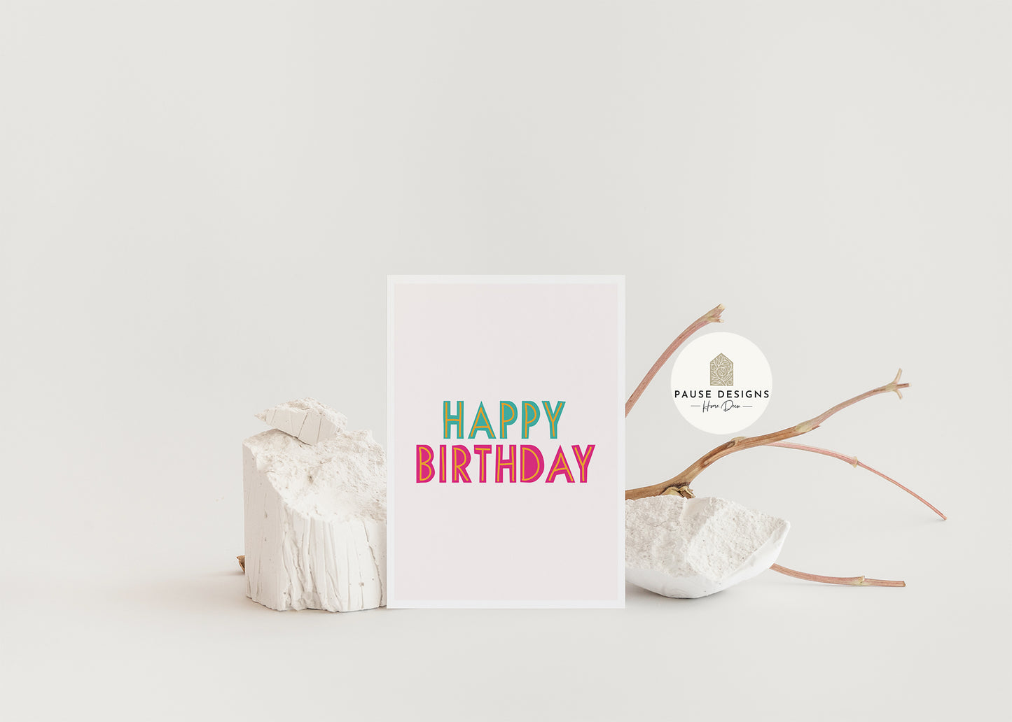 Happy Birthday Pink & Green Birthday Greetings Card