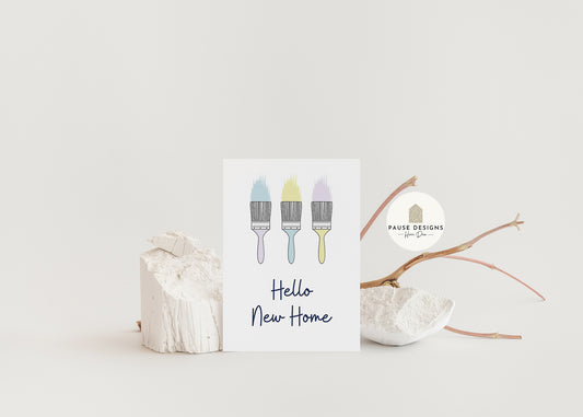 Happy New Home Pastel Paintbrushes New Home Greetings Card