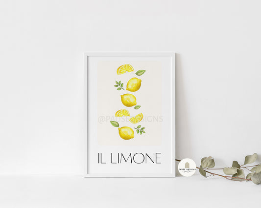 IL Limone, Watercolour Lemon Wall Art Print | Unframed Print