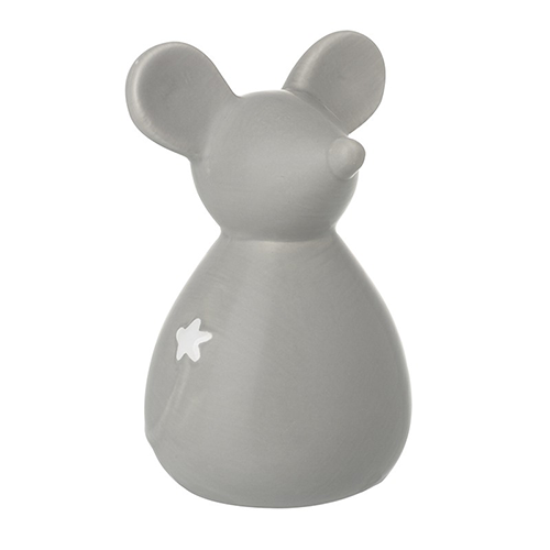 Ceramic Standing Mouse Ornament Matt Grey