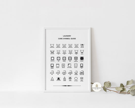 Laundry Symbol Care Guide Wall Art Print | Unframed Print