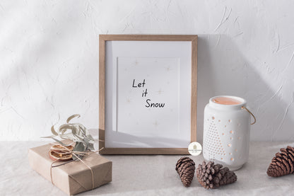 Let It Snow Christmas Snowflake Wall Art Print | Unframed Print