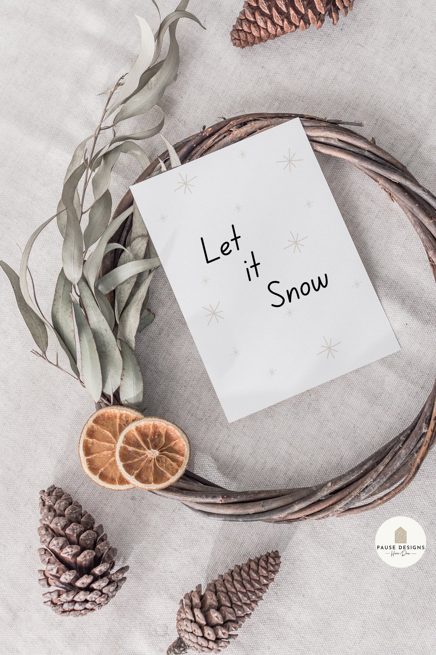 Let It Snow Christmas Snowflake Wall Art Print | Unframed Print