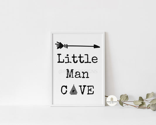 Little Man Cave Camping Adventure Wall Art Print | Unframed Print