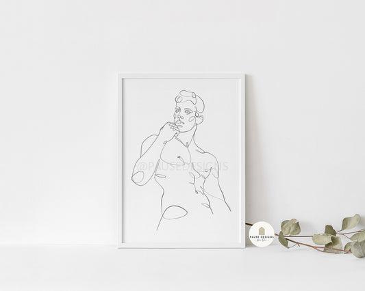 Male Torso Line Drawing Wall Art Print | Unframed Prints