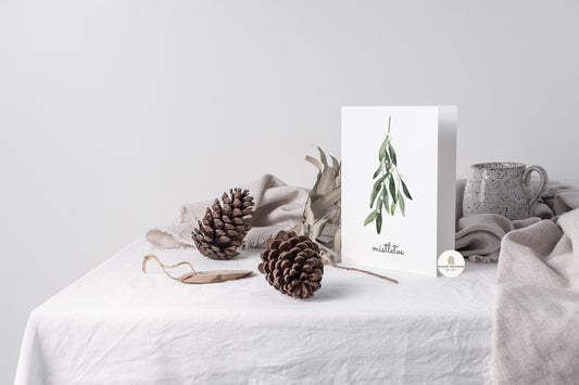 Mistletoe Watercolour Festive Christmas Card