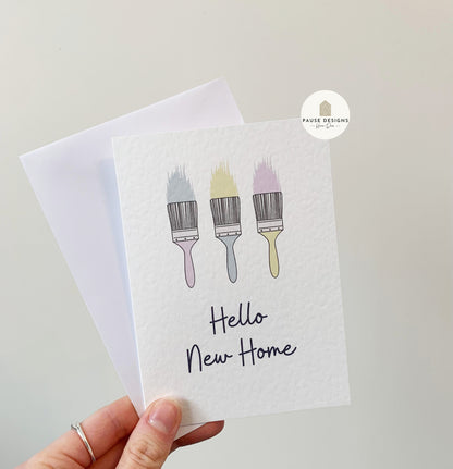 Happy New Home Pastel Paintbrushes New Home Greetings Card