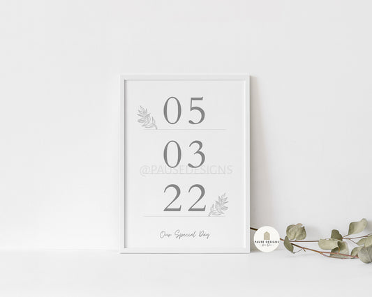 Personalised Date, Special Day Wall Art Print | Unframed Print