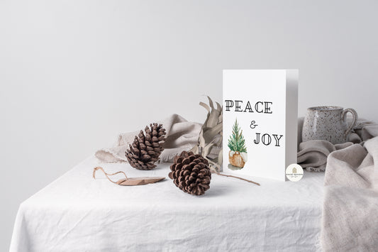 Peace & Joy Watercolour Christmas Tree Christmas Card