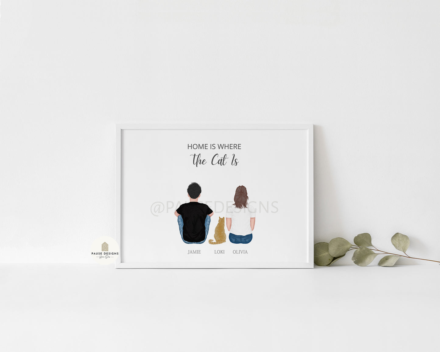 Personalised Family Pet Portrait Wall Art Print | Unframed Print