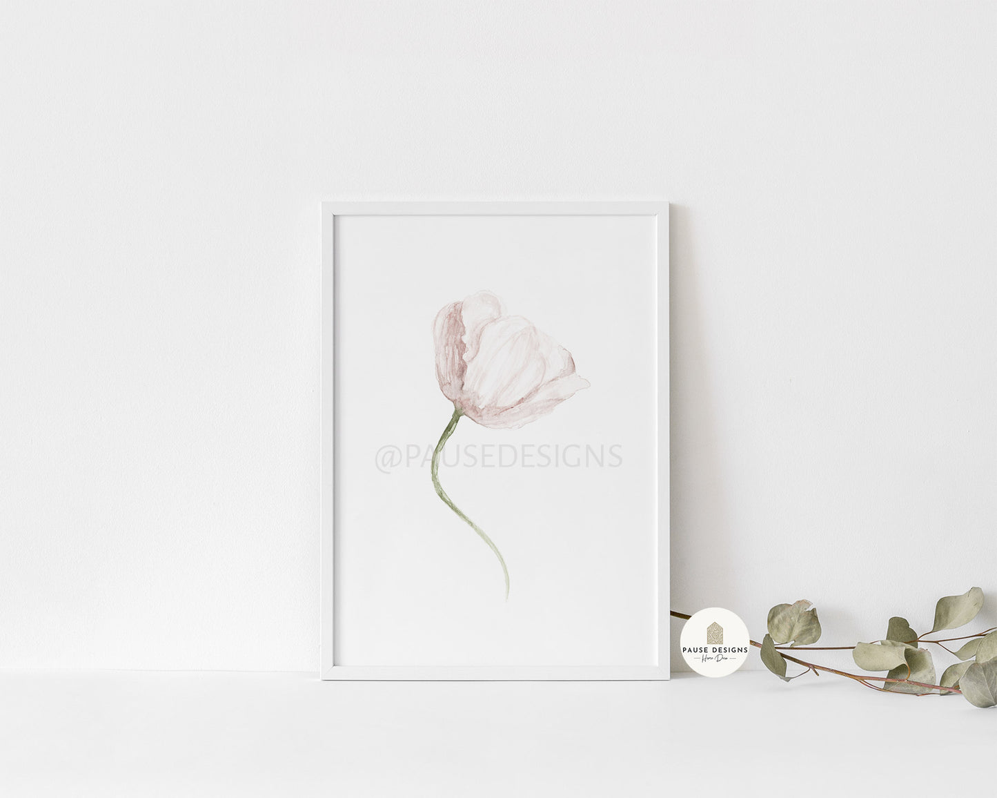 Pink Watercolour Peony Rose Flower Wall Art Print | Unframed Print