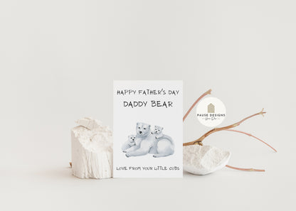 Happy Father's Day Daddy Bear, Love Your Cubs Polar Bear Greeting Card