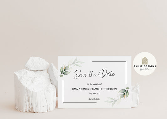 Save The Date Botanical Wedding Invitation Postcard