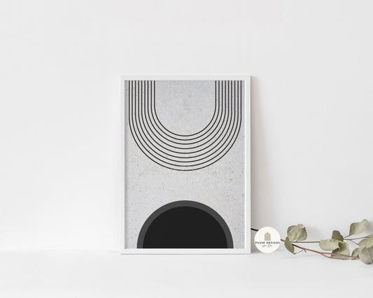 Black & Grey Single Berlin Arches Art Print | Unframed Print
