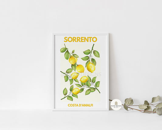 Sorrento Lemons Amalfi Coast Cream Wall Art Print | Unframed Print