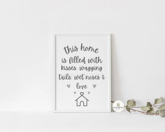 This Home Is Filled With Wagging Tails Pet Paws Wall Art Print | Unframed Print