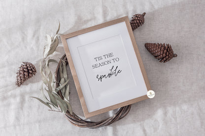 Tis The Season To Sparkle Typography Christmas Wall Art Print | Unframed Print