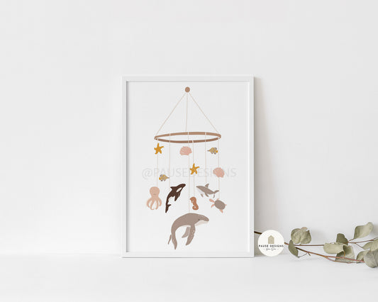 Under The Sea Whales Baby Mobile Wall Art Print | Unframed Print