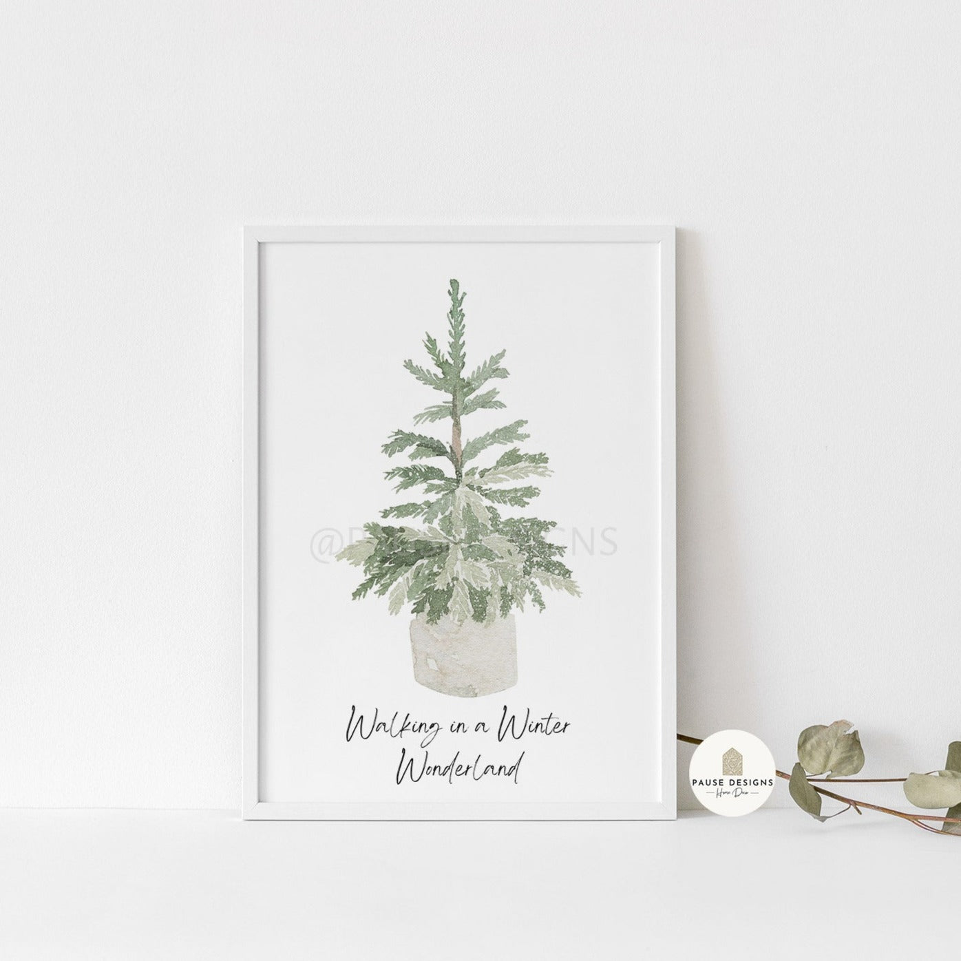 Walking In A Winter Wonderland Watercolour Tree Wall Art Print