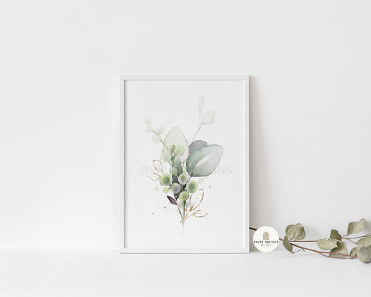 Watercolour Botanical Leaves Wall Art Print | Unframed Print