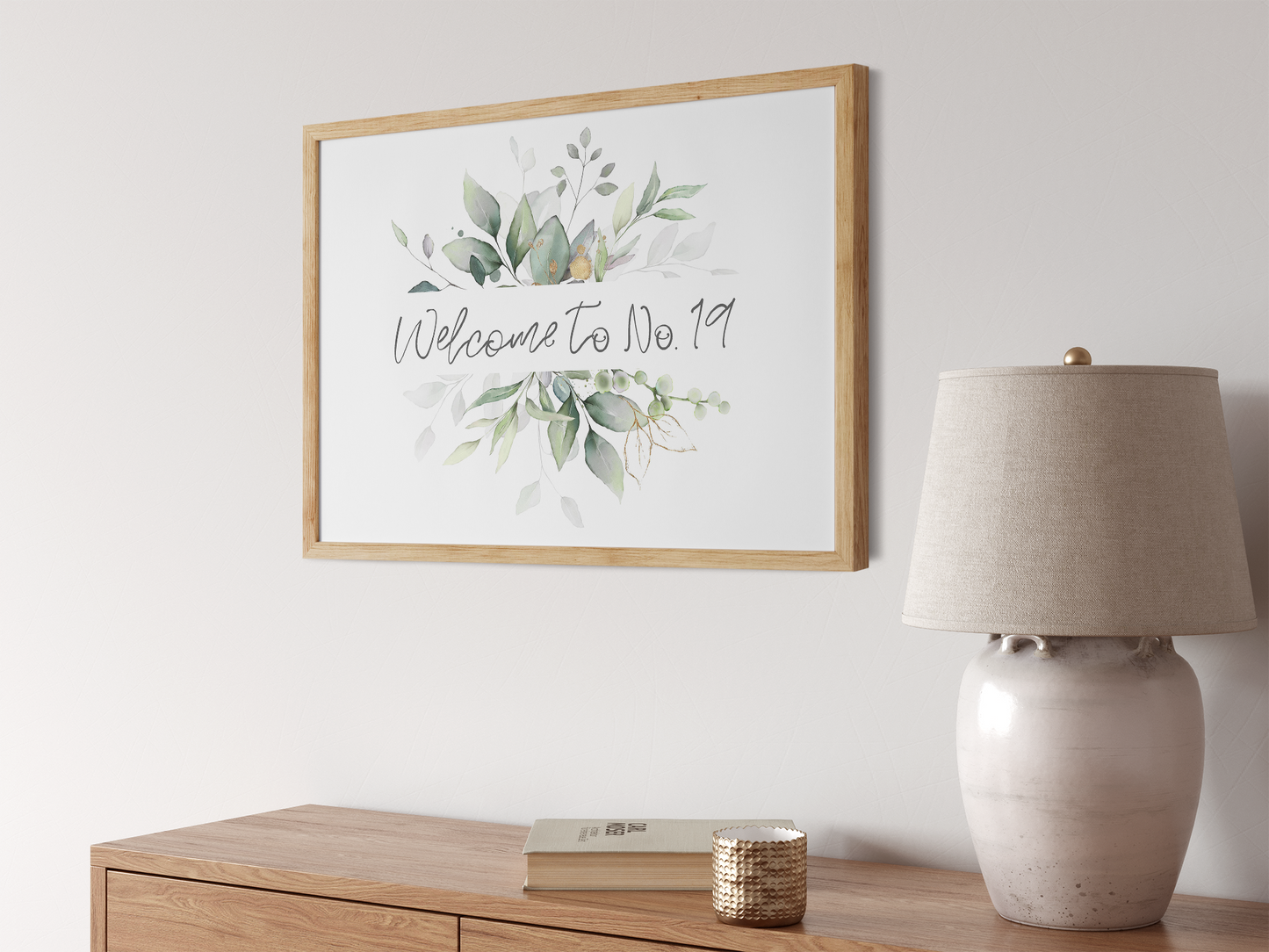 Botanical Welcome To House Number/Name Personalised Wall Art Print | Unframed Print