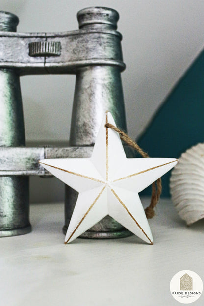 Hanging White Wooden Star