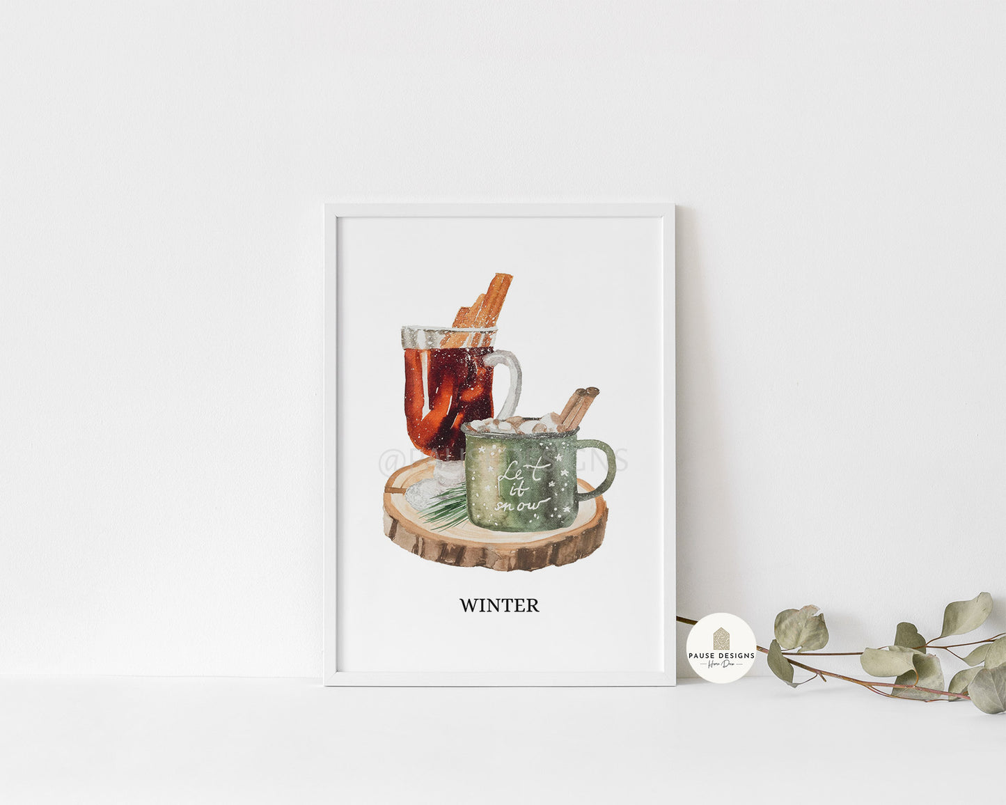 Mulled Wine & Hot Chocolate Winter Drinks Wall Art Print | Unframed Print