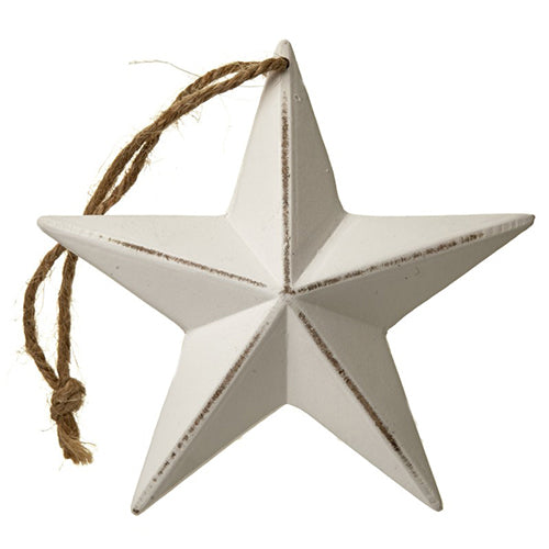 White Wooden Painted Star on Twine Hanging Home Decor Accessory