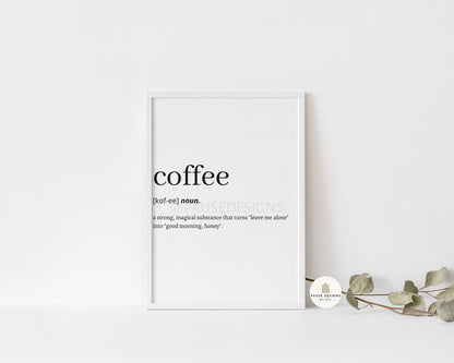 Coffee Definition Wall Art Print | Unframed Print